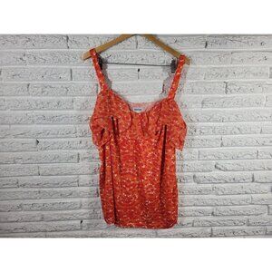 Avenue Womens Plus 26/28 Swing Top Orange Animal Print Wide Strap WAT101E